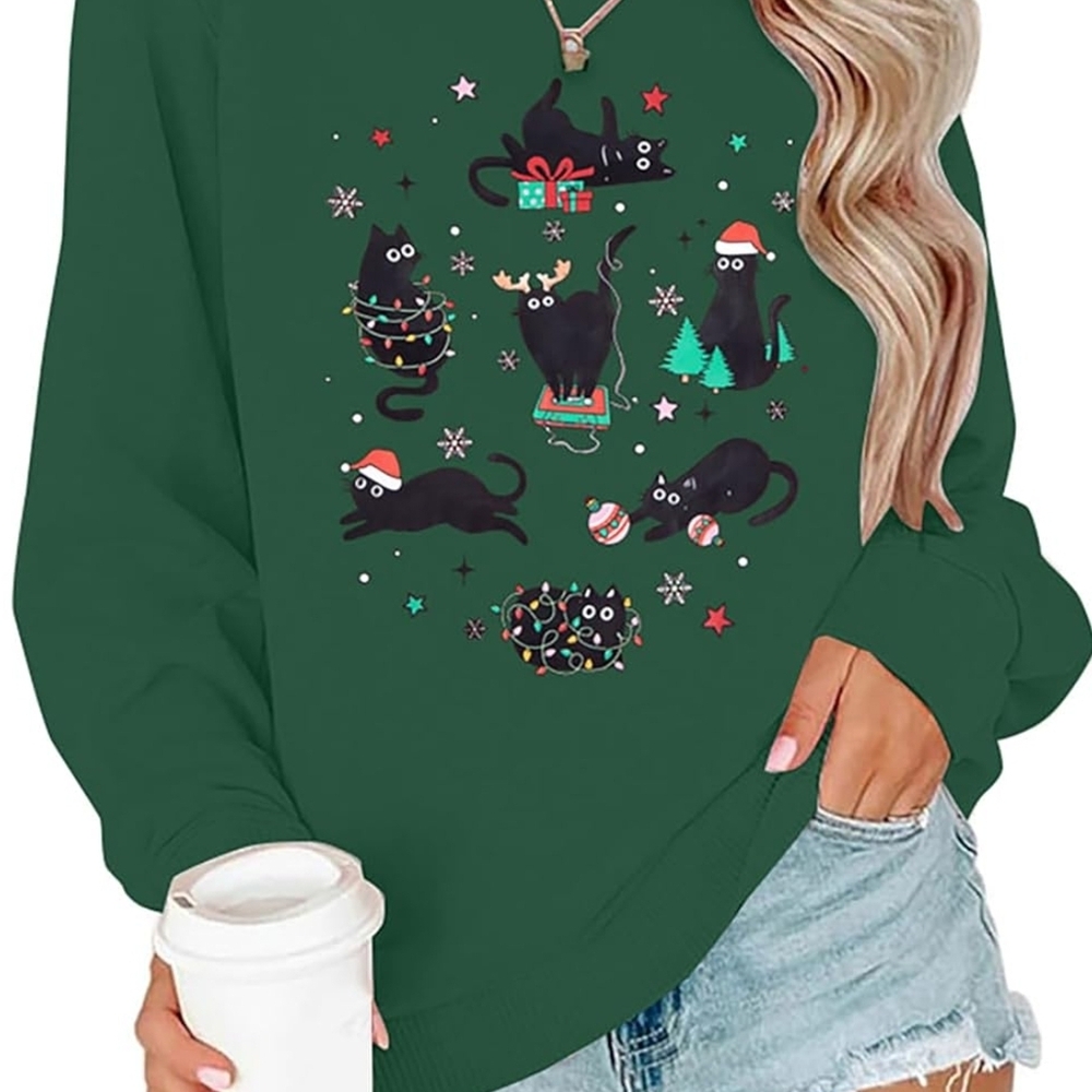 Green Cat Christmas Sweatshirt